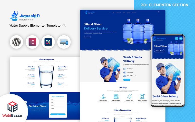 Aquashift - Thème des services de livraison WordPress pour l'eau potable