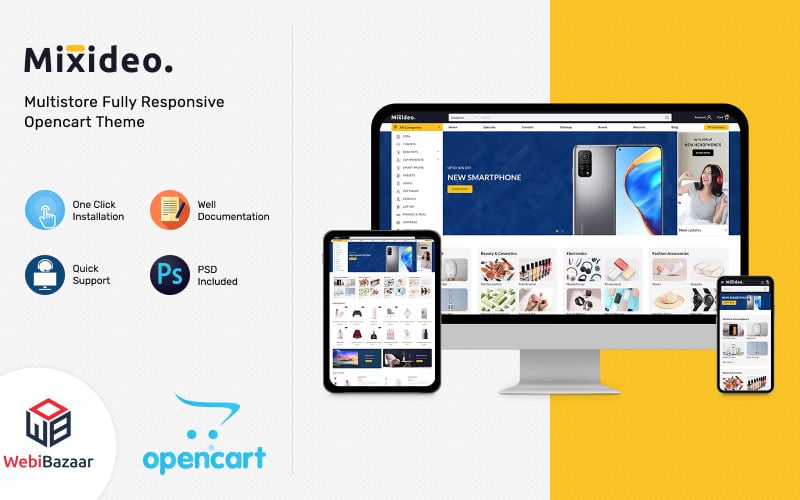 Mixideo - Багатоцільова модульна тема OpenCart