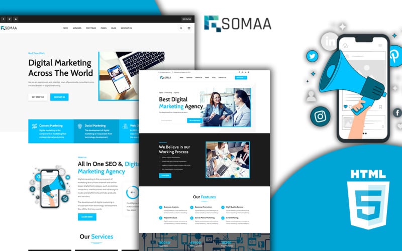 Somaa容易启动HTML5网站模板