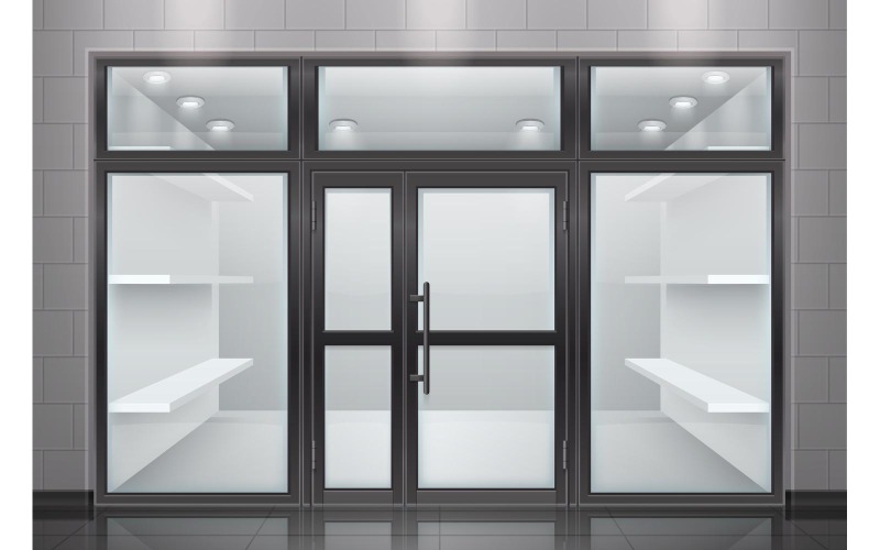 Glass Door Entrance Realistic 210320328 Vector Illustration Concept