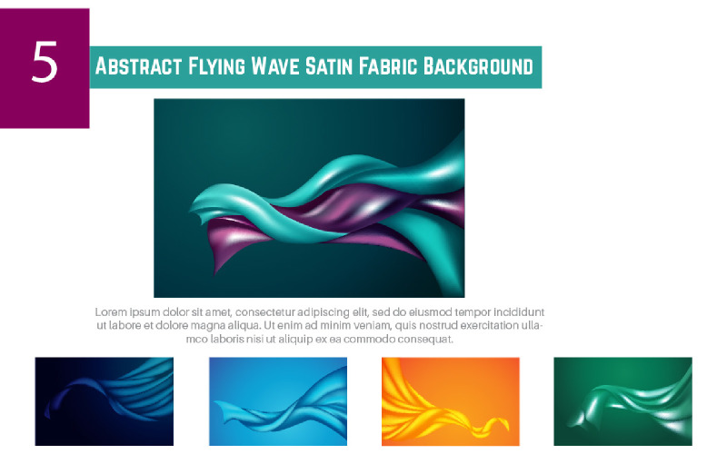 5 Abstrakt Flying Wave Satin Fabric Background