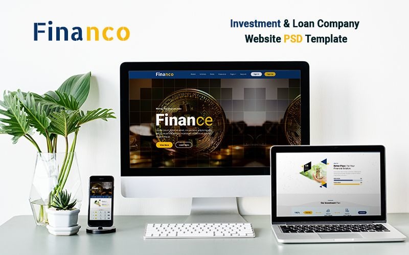 Investerings- och låneföretagets webbplats PSD -mall