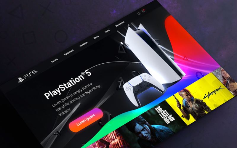 Playstation / Desktop / En webbplats för ditt företag / PSD -mall