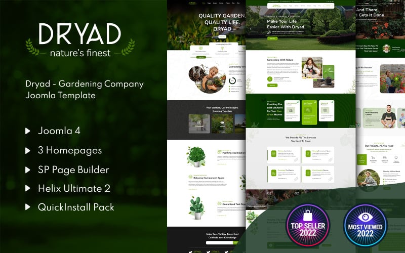 Dryad – Joomla 4&5-Vorlage für Gartenbauunternehmen