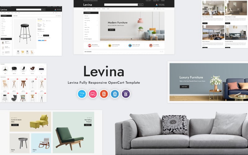 Levina -家具商店的OpenCart模板