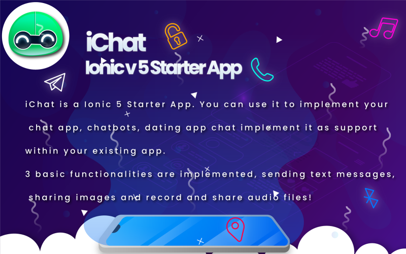 iChat ionic 5 Starter app, with Socket.Io, Express, Firebase