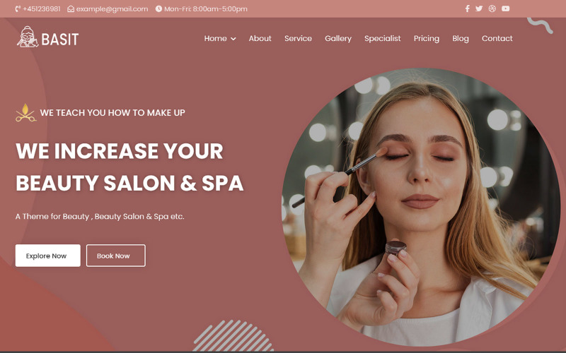 Šablona úvodní stránky Basit - Beauty Salon & Spa