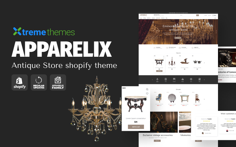 Modèle réactif Shopify pour le thème du magasin d'antiquités Apparelix