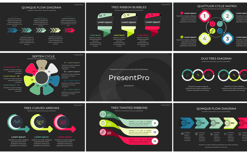 Modern prémium professzionális PowerPoint bemutató - Infographs