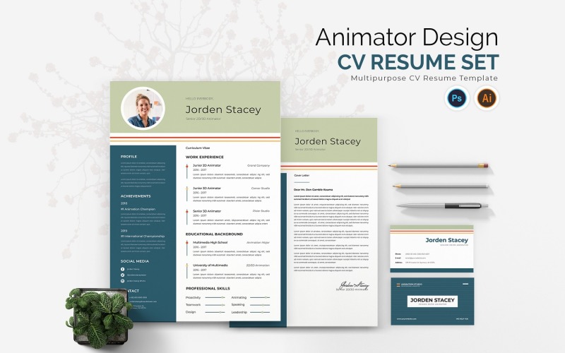 Animator Design CV Resume Set