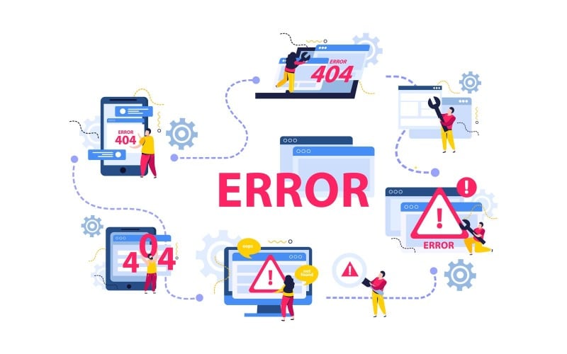 Réparation d'ordinateur 404 Composition plate 210140219 Concept d'illustration vectorielle