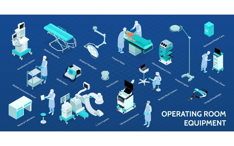 Isometrische medizinische Operationssaal Infografiken 201203215 Vektor-Illustration-Konzept