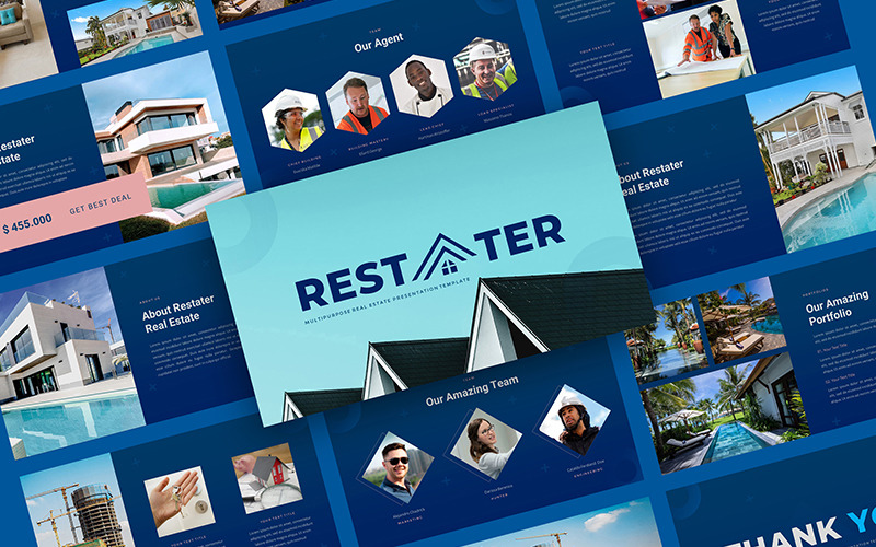 Restater - Multipurpose Real Estate PowerPoint prezentační šablona