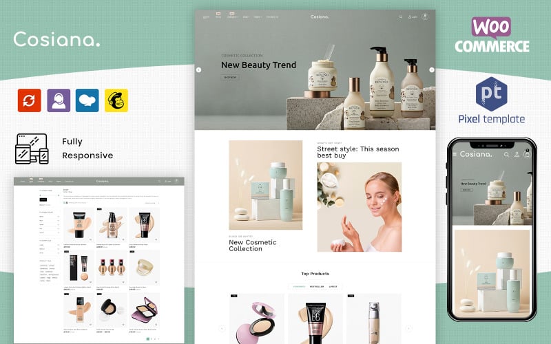 Cosiana - Motyw WordPress na kosmetyki dla e-commerce