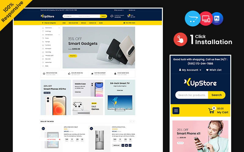 Upstore – Elektronikai és Számítógépek Többcélú OpenCart Responsive Store