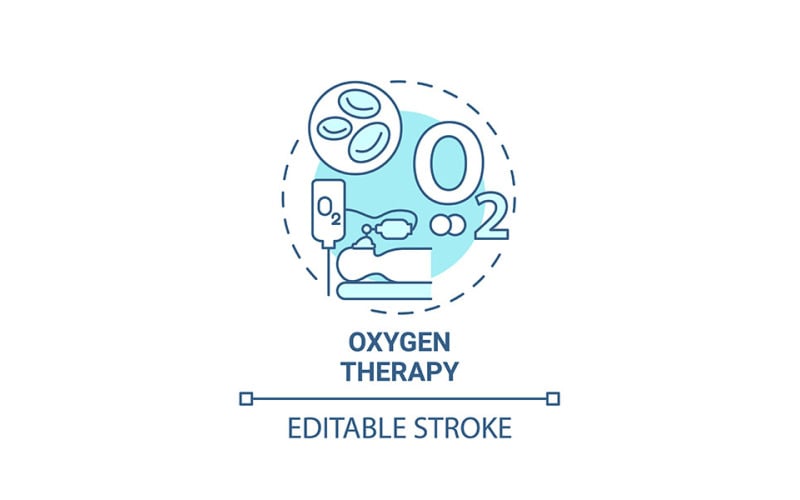 氧气治疗蓝色概念图标