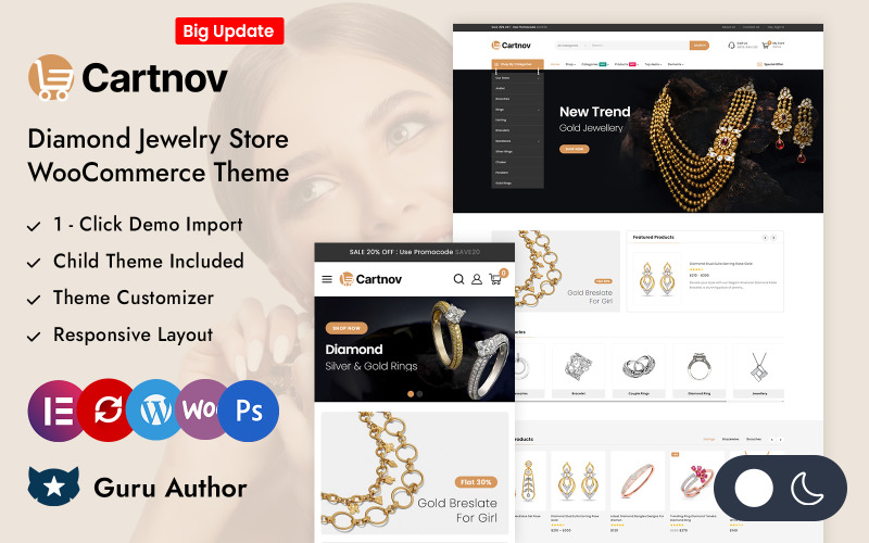 Cartnov – Responsives WooCommerce-Theme für Diamantschmuckgeschäfte