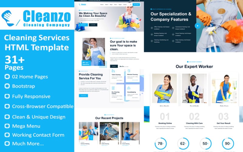 Cleanzo - Modello di sito Web HTML per servizi di pulizia