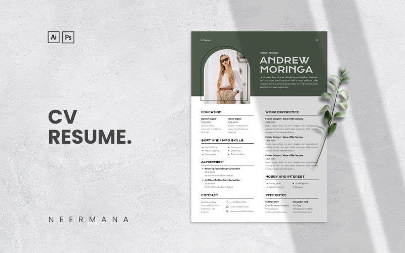 Earth Tone - CV Resume Template Vol 14 Printable Resume Templates