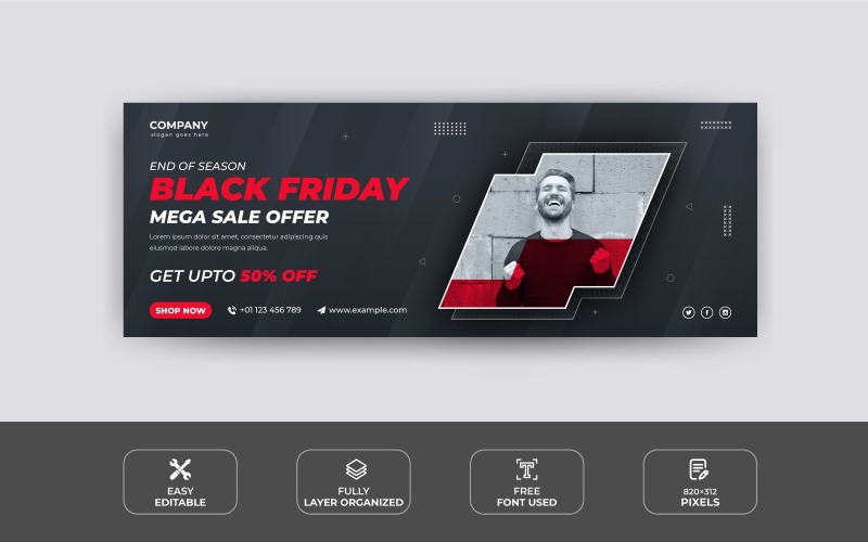 Black Friday Werbe-Mega-Sale-Angebot Facebook-Banner-Design-Vorlage