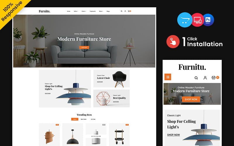 Furnitu - Wielozadaniowy responsywny motyw OpenCart dla mebli i wnętrz
