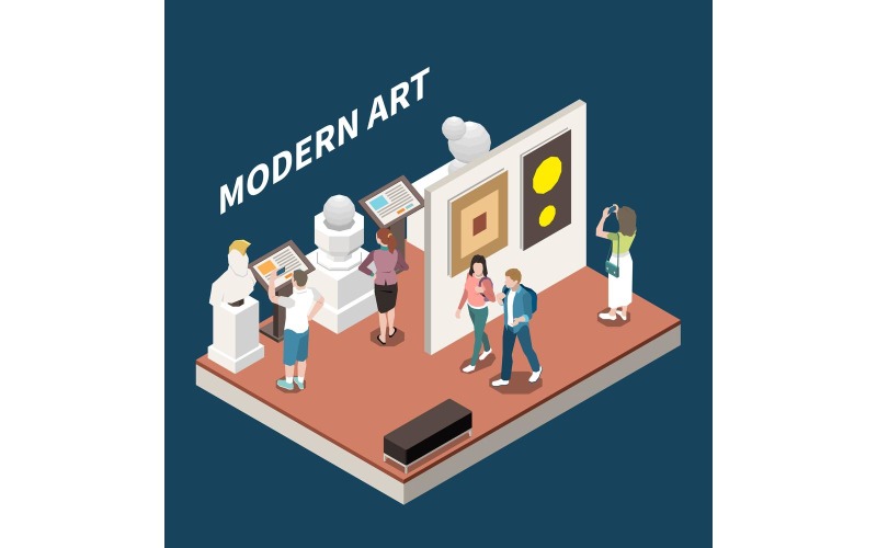 Mostra della galleria d'arte Museo moderno isometrica 200810940 Illustrazione vettoriale Concept