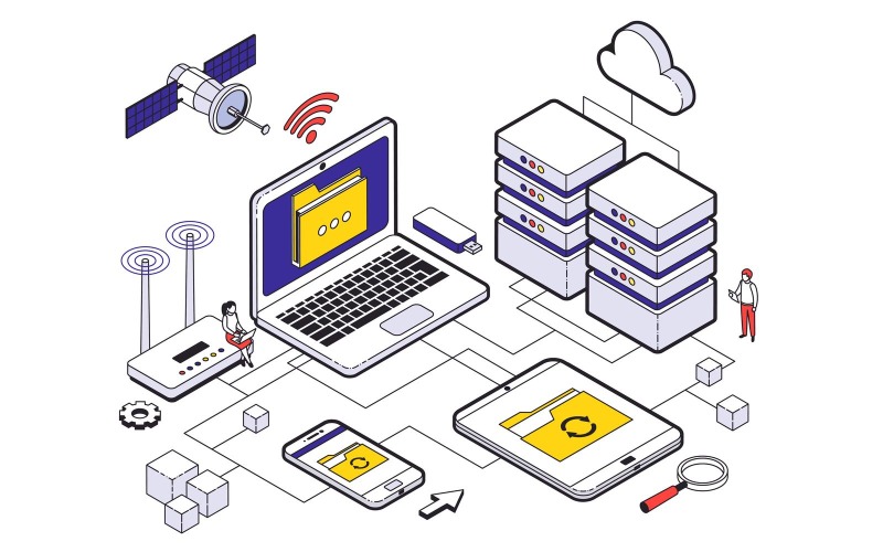 Webhosting isometrische 201103917 Vektor-Illustration-Konzept