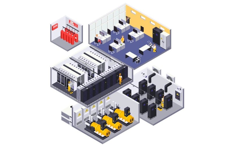 Data Center izometryczny 200903902 koncepcja ilustracji wektorowych