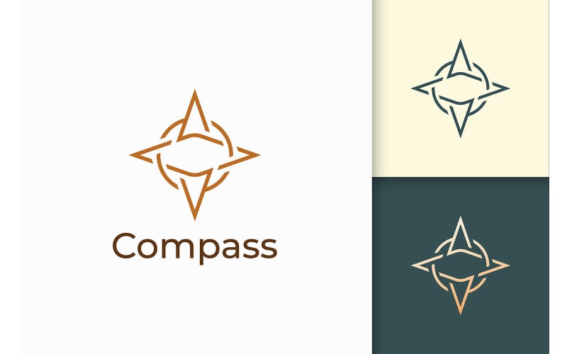 Logo kompasu v jednoduchém tvaru pro výlet