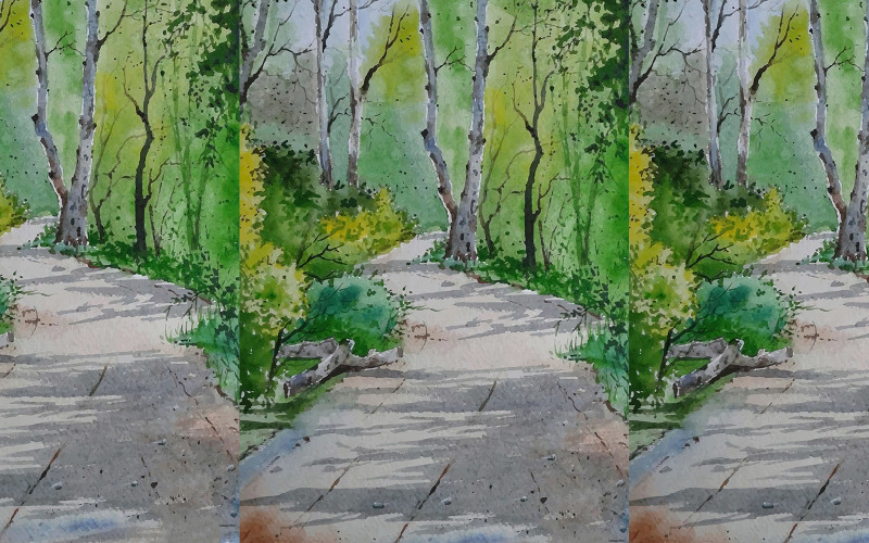 Aquarell schöne Straße im Garten Hand gezeichnete Illustration Vektor