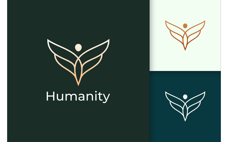 Freedom Logo in Human and Wing Represent Humanity or Peace