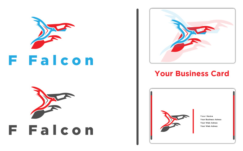 Plantilla de logotipo creativo F Falcon Business