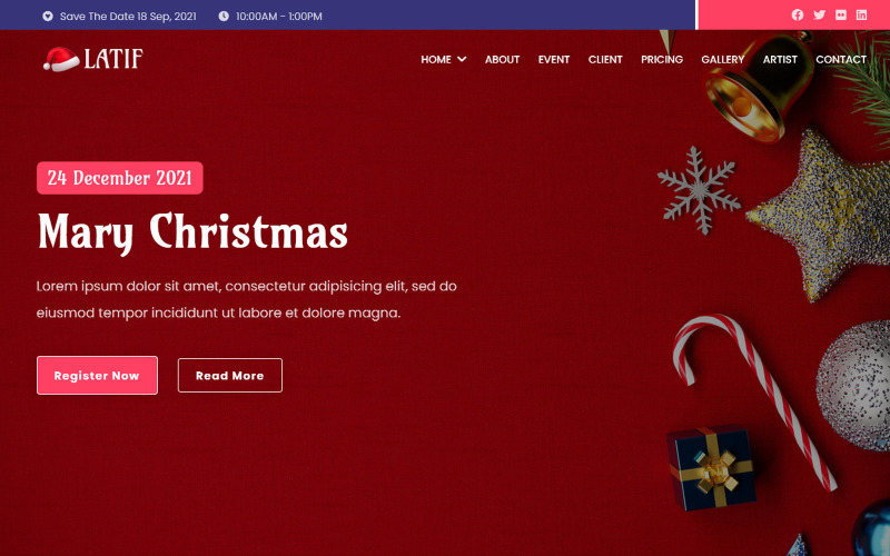 Latif - Landing Page Theme für Weihnachtsevents