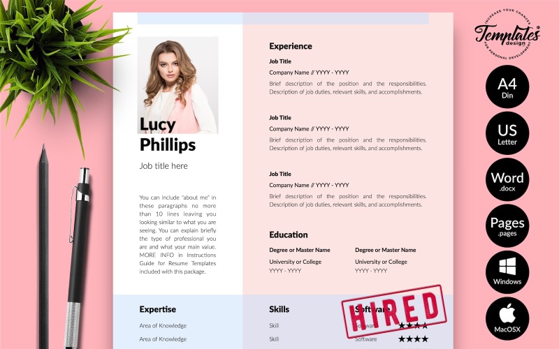 露西菲利普斯-现代简历模板与求职信微软Word & iWork Pages