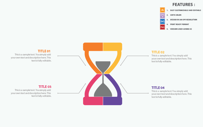 Plantilla infográfica de reloj de arena