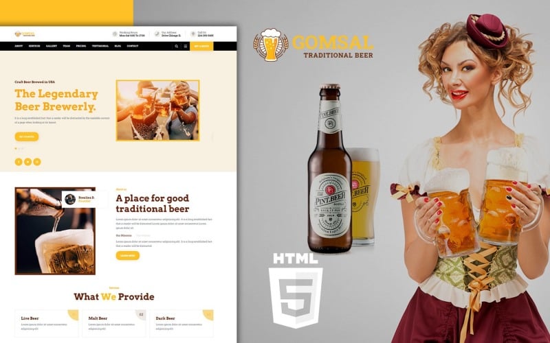 Шаблон целевой страницы пивоварни Gospal Craft Beer Brewery