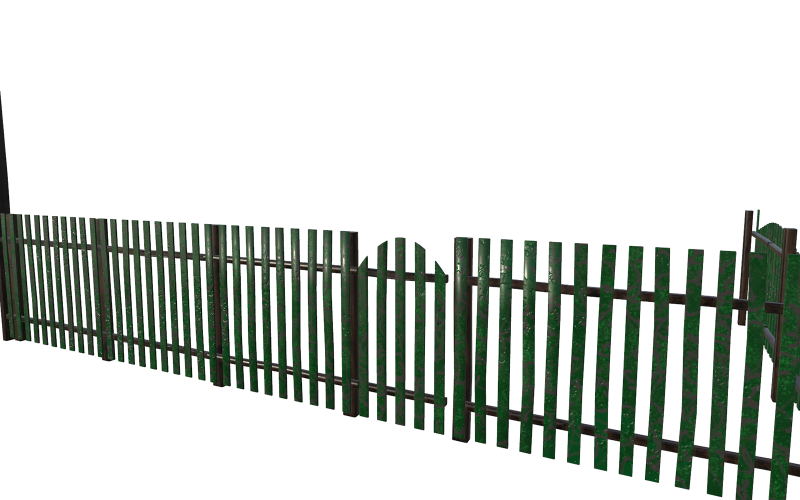 前苏联绿色模块化围栏，未剥落油漆低抛光3D模型