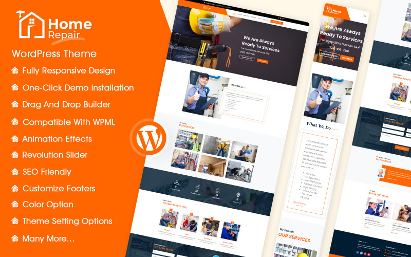 Home Repair Services WordPress-thema met AI Content Generator