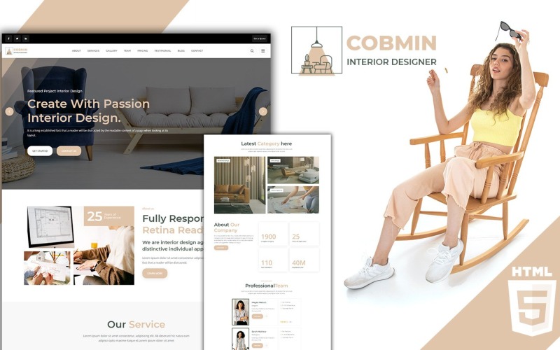 Modello di landing page di Cobmin Architecture per interior designer