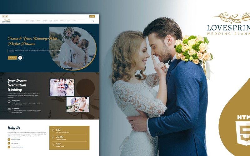 Modello di pagina di destinazione di Lovespring Wedding Planner