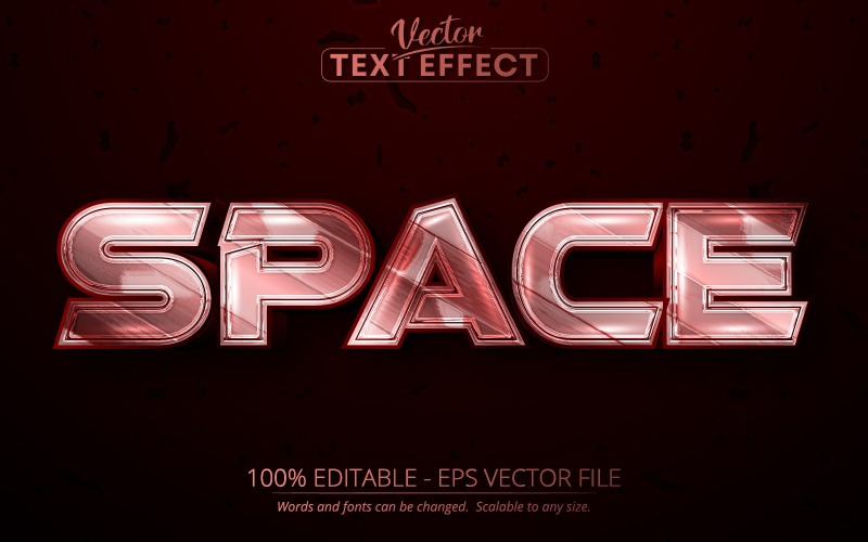 Espacio: efecto de texto editable, estilo de fuente, ilustración gráfica