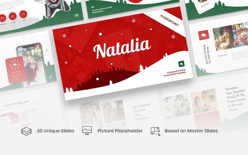 娜塔莉亚-圣诞主题PowerPoint演示模板