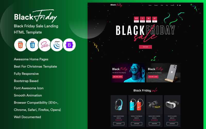 Black Friday - Modello HTML per l'atterraggio dei saldi