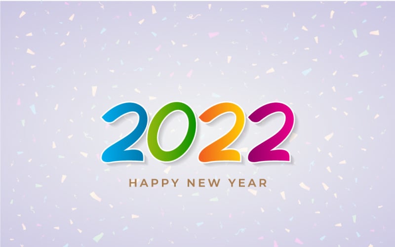 Colorful Happy New Year 2022 Lettering On White Background - Banner Design