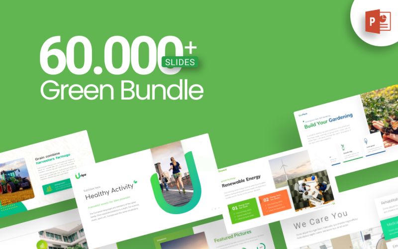 60.000+ Green Bundle PowerPoint Template