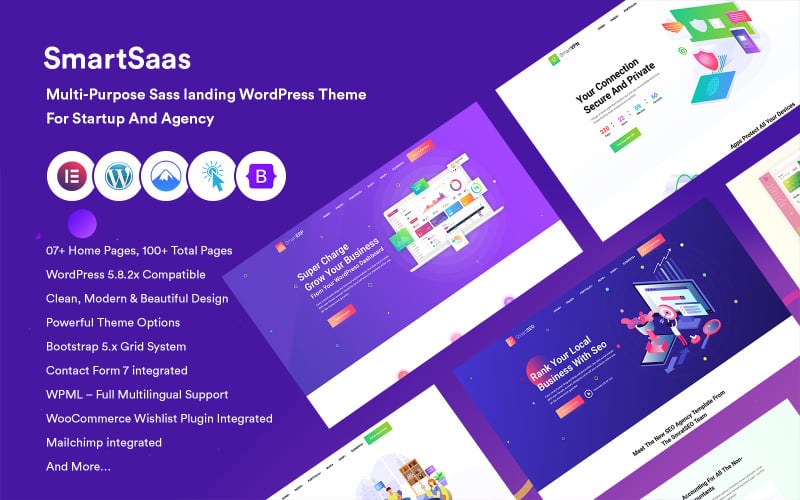 SmartSaas: tema de WordPress de aterrizaje multiusos para startups y agencias