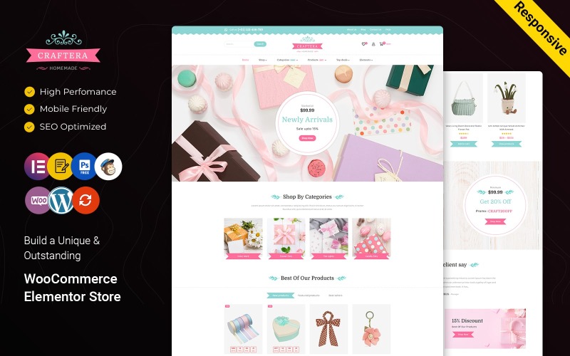 Craftera - Crafts and  Gifts Multipurpose Elementor Responsive WooCommerce Theme
