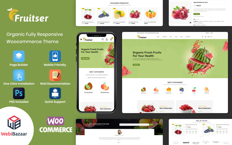 Fruitser - Bakkal WooCommerce Mağazası Şablonu