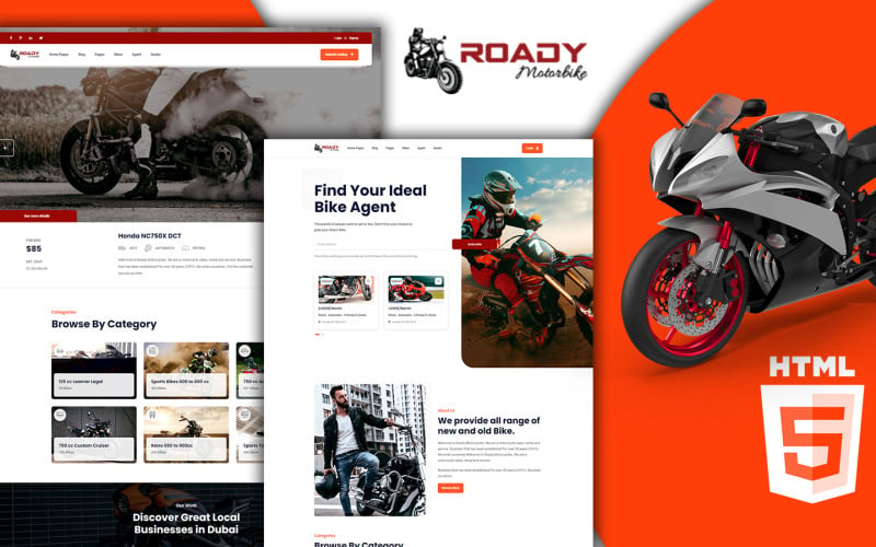 Roady - HTML5摩托车租赁模板