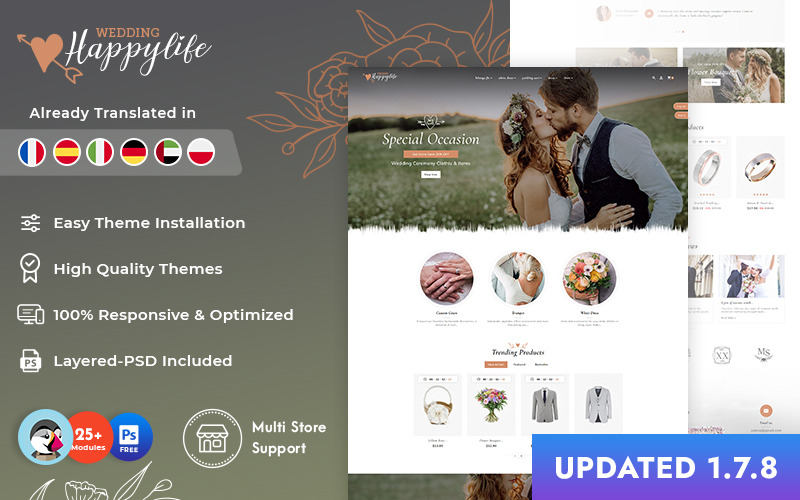 HappyLife Wedding Best of PrestaShop Sohbet Dostu Tema